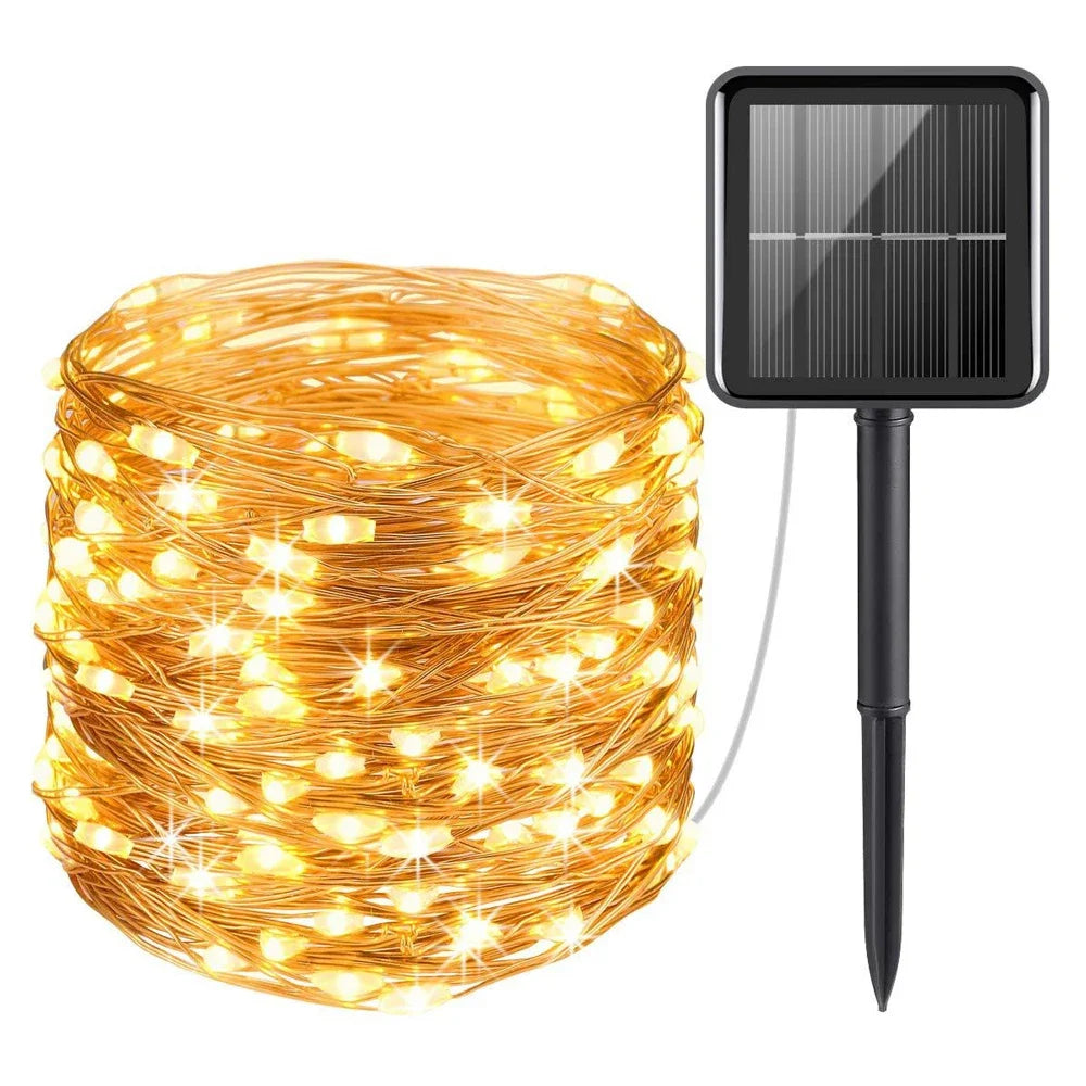 Solar-Powered Outdoor Garden Twinkle Fairy Lights – Waterproof LED String Lights 6m-33m