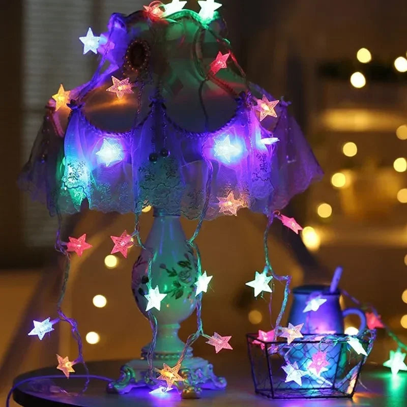 LED String Lights Outdoor Star Chain Lights Garland Lights Bulb Fairy Lights Party Home Wedding Garden Christmas Decor