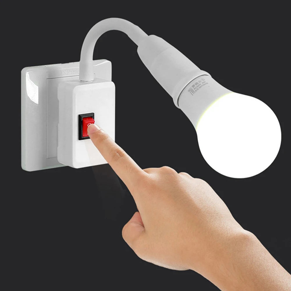 E27 Plug-In Rotary Lamp Socket Converter with On/Off Switch
