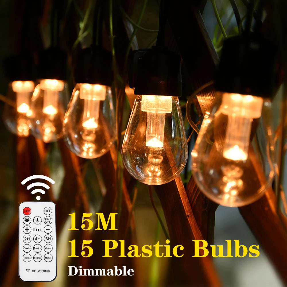 Premium Dimmable S14 Outdoor String Lights – IP65 Waterproof LED Patio Lights