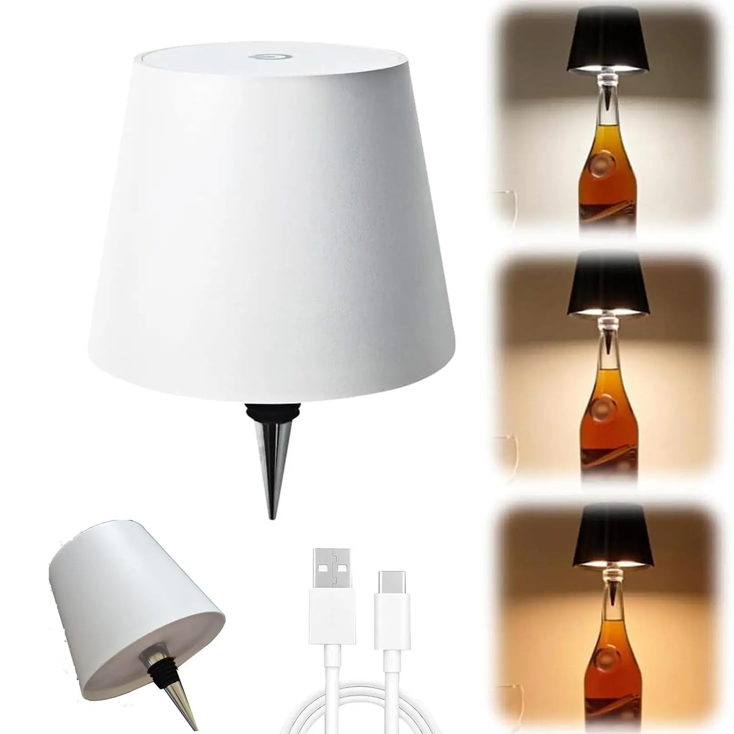 Wireless Rechargeable Bottle Table Lamp – Touch Dimming Mood Light