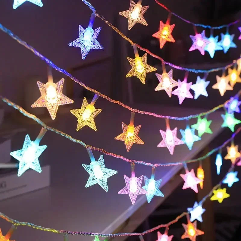 LED String Lights Outdoor Star Chain Lights Garland Lights Bulb Fairy Lights Party Home Wedding Garden Christmas Decor