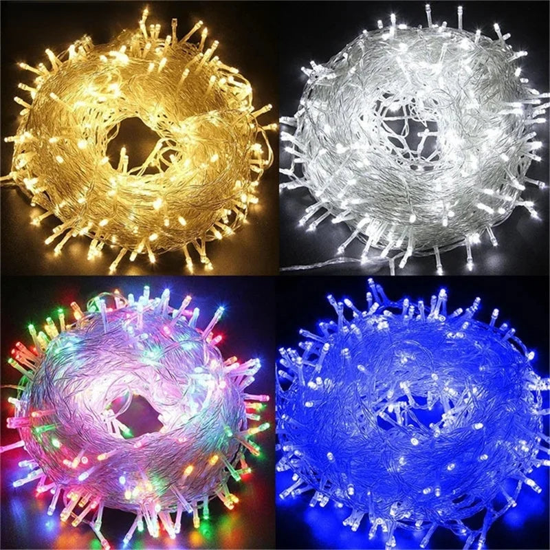 Holiday LED String Lights Outdoor Use 10/20/50m 220V EU/US Plug LED String Lights for Parties, Holidays, and Wedding Decorations