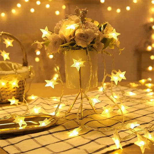 Enchanting Star Fairy String Lights – LED Garland Lights for Garden, Wedding & Holiday Decor