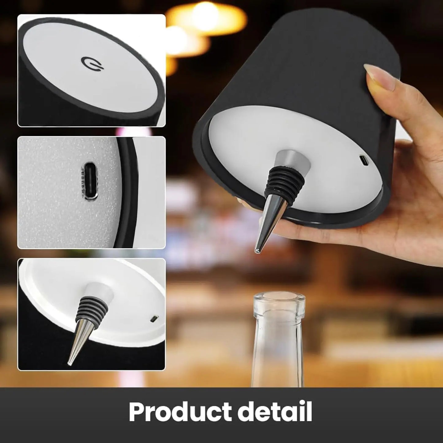 Wireless Rechargeable Bottle Table Lamp – Touch Dimming Mood Light