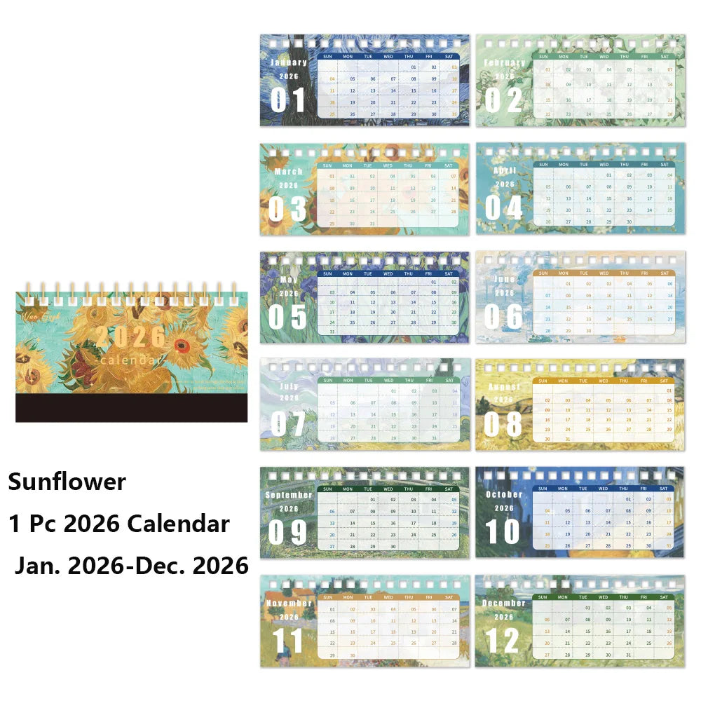 2026 Vintage Art Desk Calendar with Memo Notes