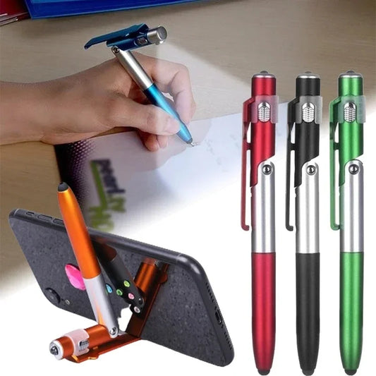 4-in-1 Multifunction Pen – LED Light, Phone Stand & Stylus