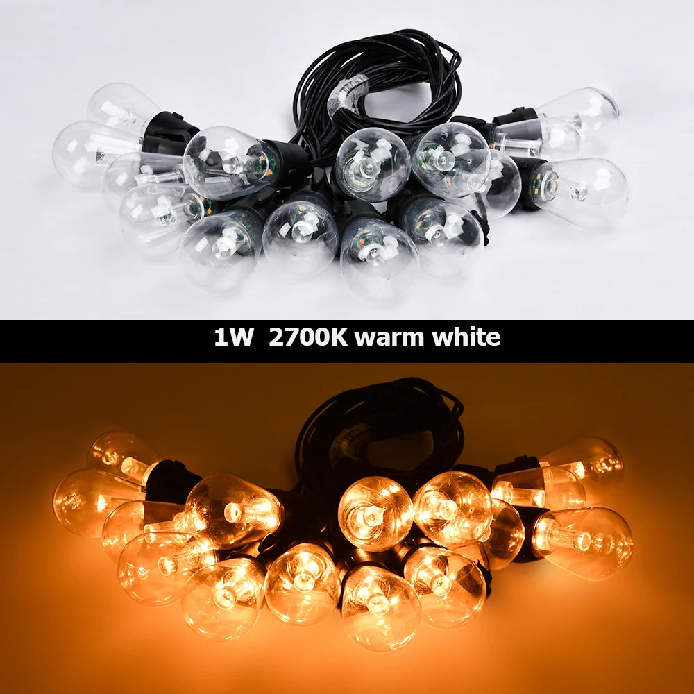 Premium Dimmable S14 Outdoor String Lights – IP65 Waterproof LED Patio Lights