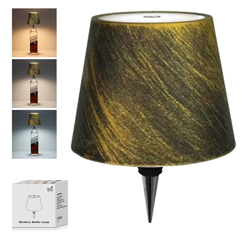 Wireless Rechargeable Bottle Table Lamp – Touch Dimming Mood Light