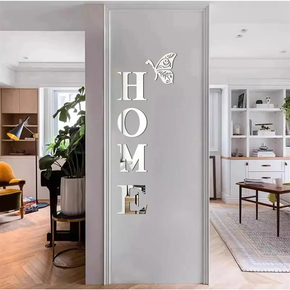 HOME 3D Mirror Letter Wall Stickers – Reflective Entryway Decor