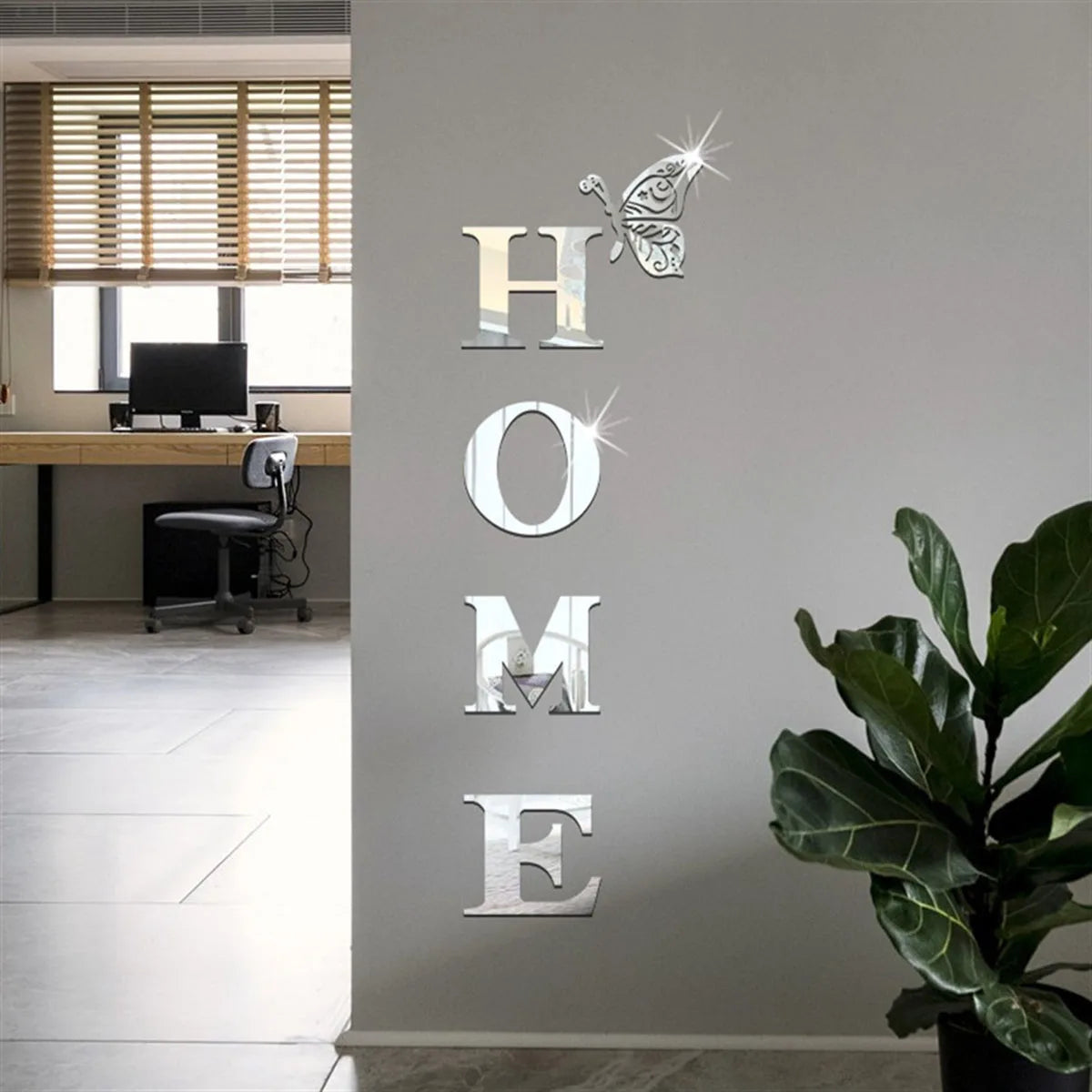 HOME 3D Mirror Letter Wall Stickers – Reflective Entryway Decor