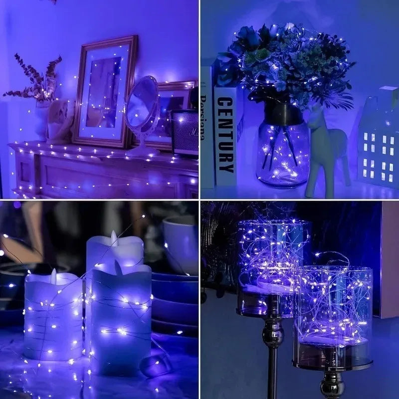 Battery-Powered Copper Wire String Lights – 10 to 100 LED Fairy Lights for Holiday & Event Decor