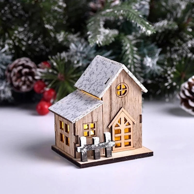 LED Light-Up Wooden Christmas Cabin – Festive Home Decor