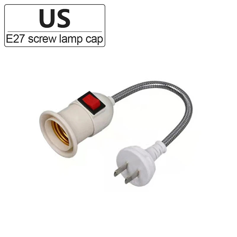 E27 Plug-In Rotary Lamp Socket Converter with On/Off Switch